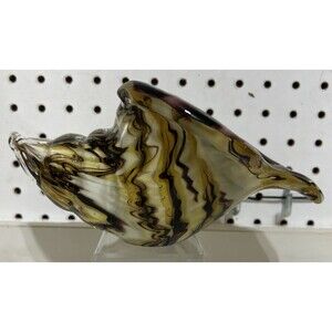 Vintage Murano Style Conch Aventurine Sea Shell Glass Paperweight Large